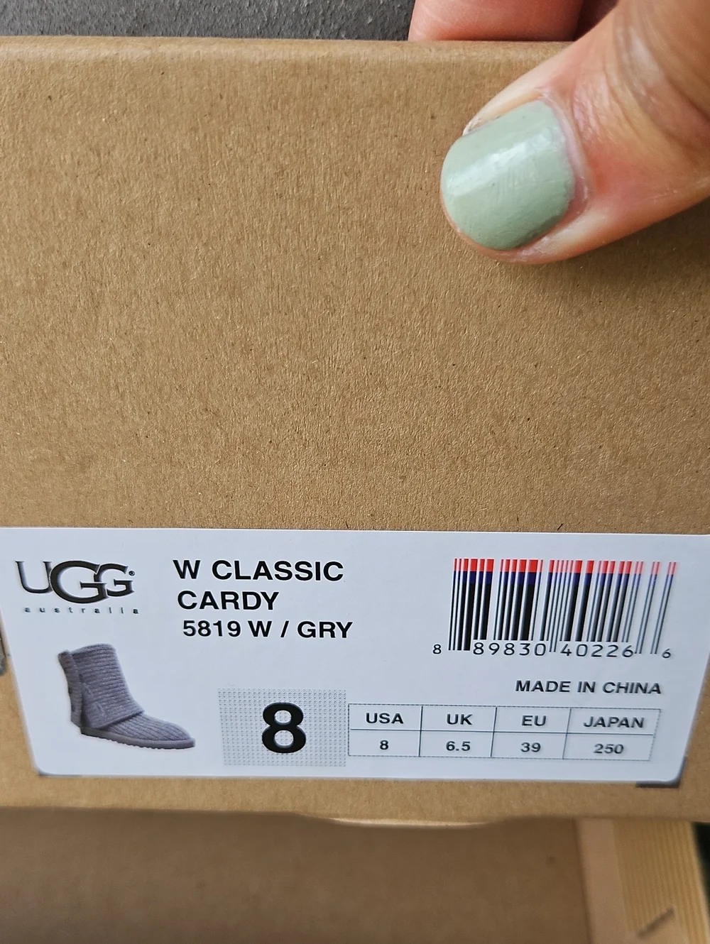 UGG Classic Cardy Women's Knit Boots Grey Knit Fabric
